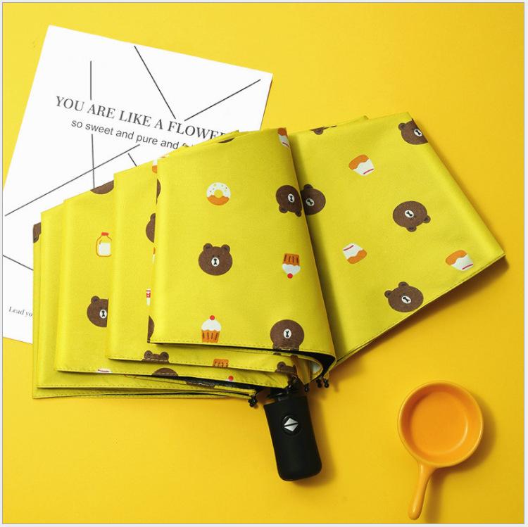 Fully Automatic Folding Umbrella Black Coat Thickened Sunscreen Kids Umbrella Sun Rain Customized Gift Gogo Advertising Umbrel