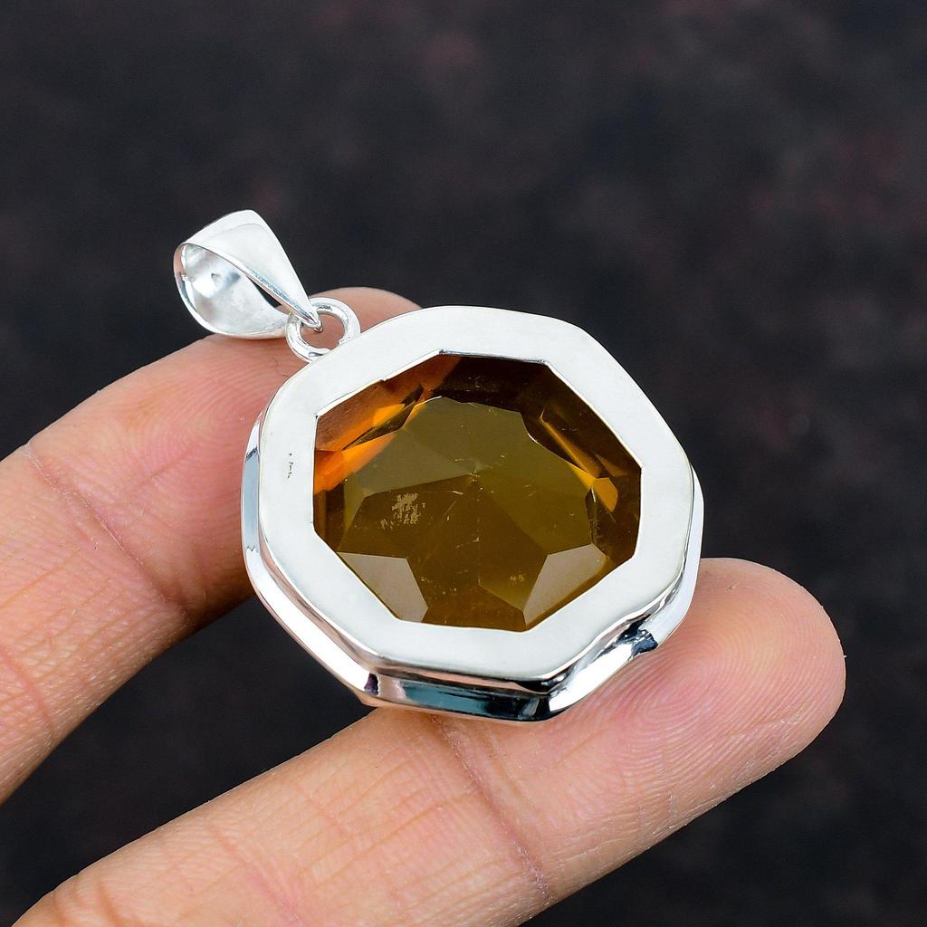 Faceted Citrine Pendant Original Gemstone Pendant 925 Sterling Silver Pendant Handmade Pendant Very Pretty Citrine Jewelry Anniversary Gifts