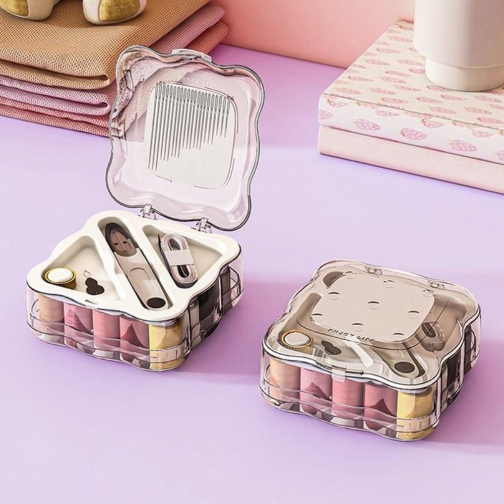 Partitioned Mini Sewing Box Set Portable Magnetic Needle Thread Box Home Sewing Box  Apparel Crafts