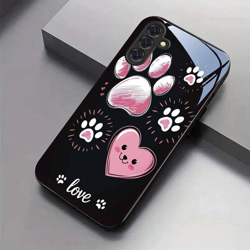

Paw Love Exquisite luxury High-end PhoneCase Glass TPU PhoneCase for Samsung Galaxy S26 S25 S24 S23 S22 S21 FE,Ultra,Plus For Galaxy S26