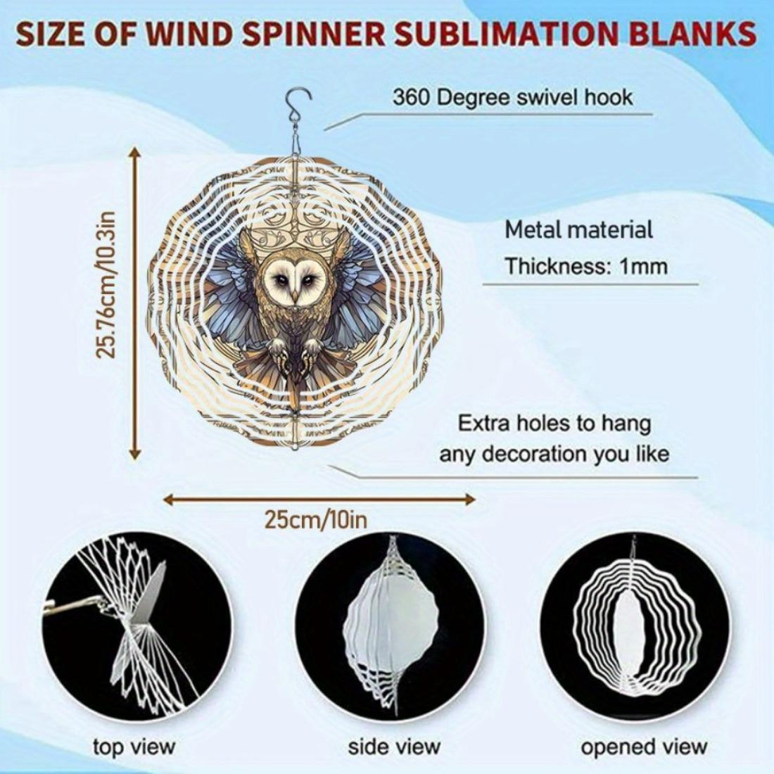 

1 шт. Подвесной колокольчик ветра, Металлический спиннер ветра с мандалой и узором совы-сипухи с белым лицом, Батарейки не требуются, Декоративное украшение для сада на открытом воздухе, Идеальный подарок
