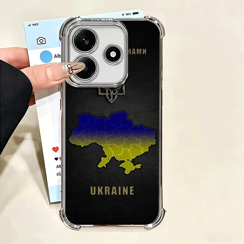 Ukraine Aesthetic Plating Phone Case For Xiaomi Poco X5 X6 X7 X8 Pro Max F8 Ultra F7 M8 M7 M5S Redmi 15C 15 14C 13C 13 X3 12C F6