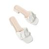 Folded slippers women's new thick heel square head one-word drag fashion wear high heel cool slippers women