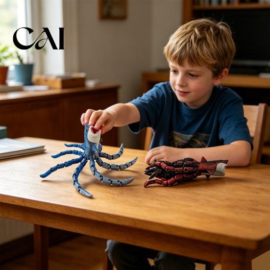 Digital Horror Art Collectible 3D Printed Sea Monsters, Articulated Fidget Toy, Eater Deep Creature Predator Sculpture Collectible, Stress Relief Desk