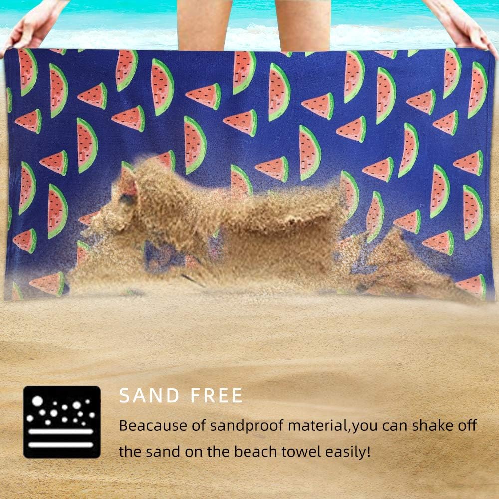 Beach Towel Microfiber Beach Towels Oversized Large Quick Dry Soft Sand Free Cute Watermelon Design Beach Towels for Kids Women