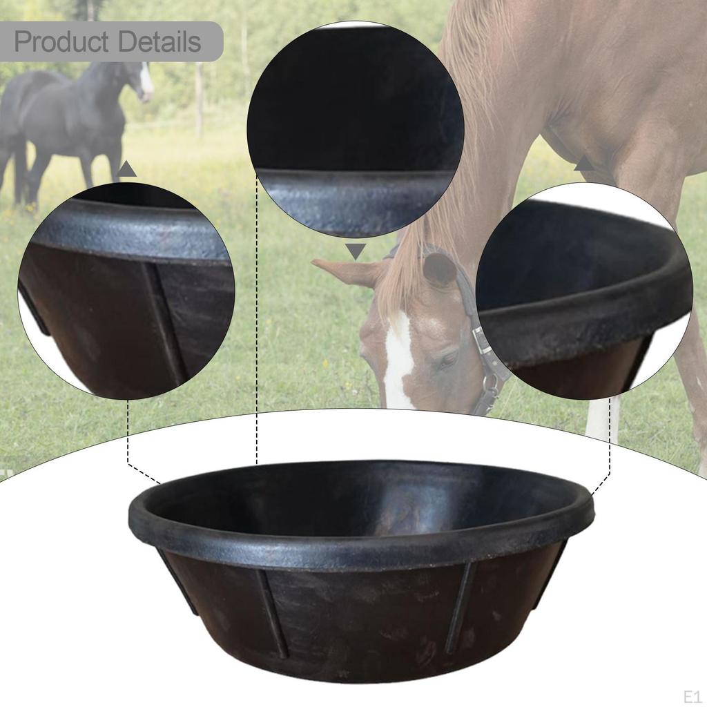 Rubber feed Pan Horse Feeder Basin Heavy Duty Large Dog Bowl 8 Quart for Small Animal