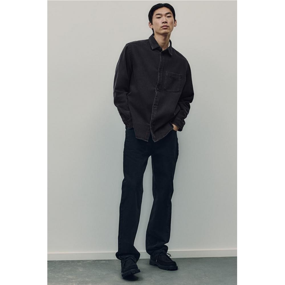H M Regular Fit deniM sHirt Black