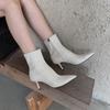 Women Heels Shoes Suede Ankle Boots 2024 New Pointed Toe Chelsea Boots Autumn Winter Fashion Dress Walking Pumps Zapatos Mujer