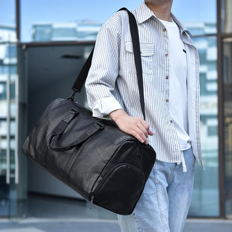 Leisure travel handbag dry and wet separation pu shoe compartment large capacity sports wear-resistant travel bag