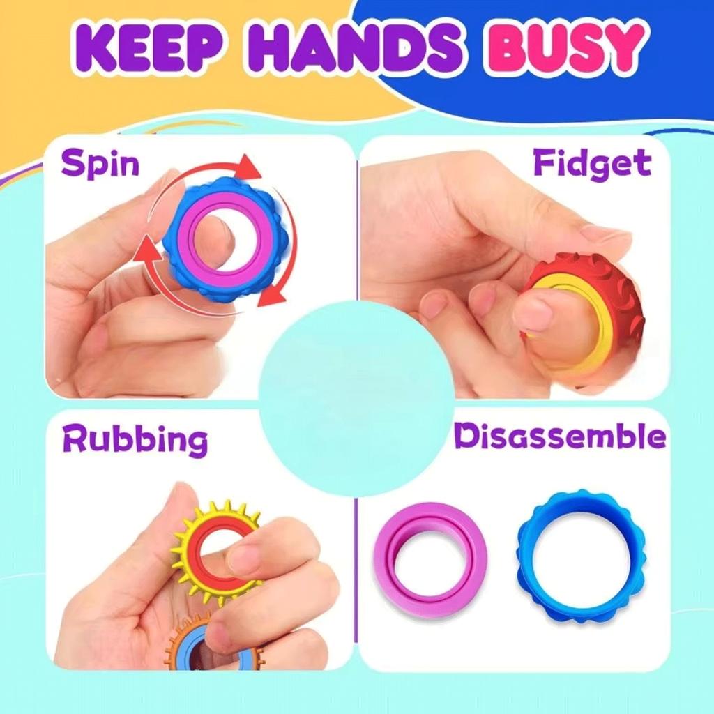 New Rotating Fidget Toys Silicone Sensory Ring Silicone Anti Anxiety Stress Relief Toy Fidget Spinner Ring