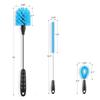 Facjoleco 3 Pack Bottle Scrubbing Brush Cleaning Stainless Steel Multifunction Long Handle Bottle Cleaner for Coffee Thin Straw Cleaning Food Cup Cap