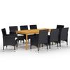 VidaXL 9-Piece Garden Dining Set Outdoor Dining Furniture Patio Dining Table and Chairs Furniture 3067859