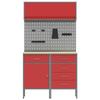Workbench Cabinet Set with Drawers and Shelf 5 pcs Red
