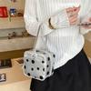 Versatile Elegant Women Polka Dot Handbag Magic Box Shape Zipper Closure Clutch Bag Soft Leather Square Bag