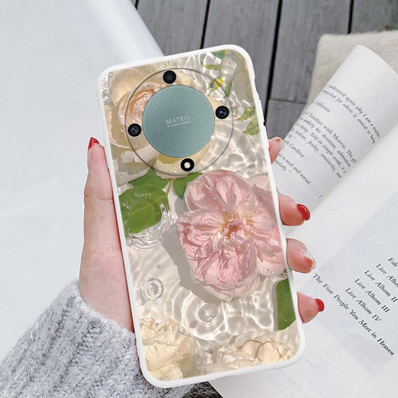 For Honor X9a X9b X9c X7c X6a X6b X7a X8a X8b X8 Magic 5 6 7 Lite oilPainting Flowers Butterfly Phone Case Korean Shockproof TPU