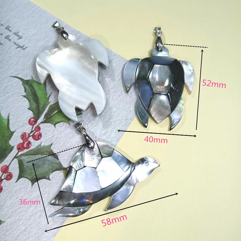 Handmade Shell Turtle Pendant Necklace With Polished Abalone And Conch Shell For Casual Wear