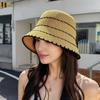 Summer Basin Hat Hollow Design Patchwork Color Sun Protection Hat Outdoor Activities Versatile Knitted Hat