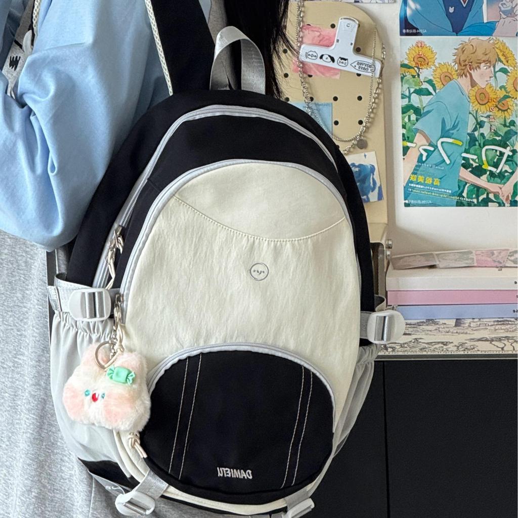 School Bag 2025 New Lightweight Travel Backpack Casual Ins Contrasting Color Backpack College Student Versatile Sweet School Bag
