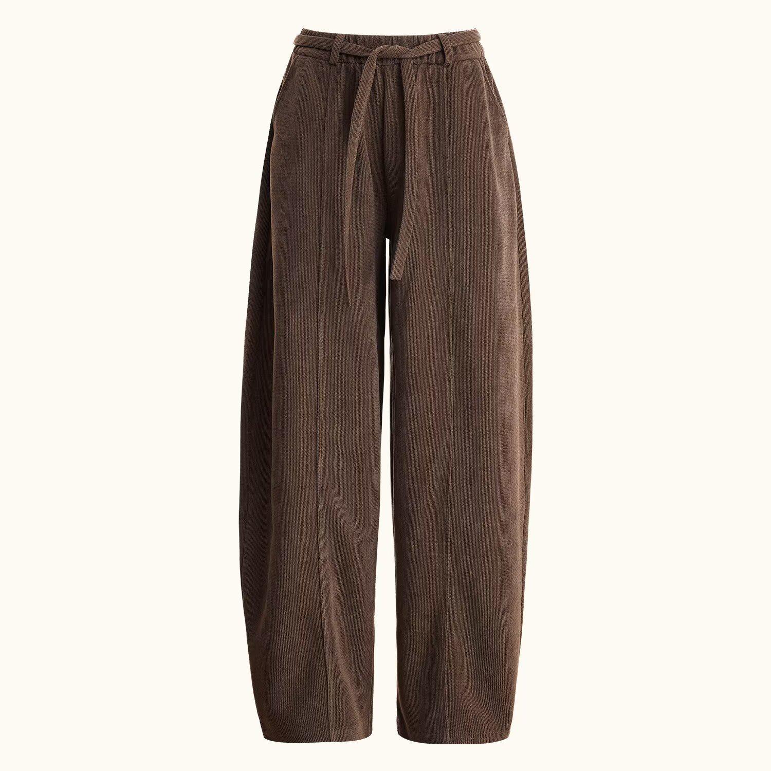 

Women s European Cotton Velvet Wide-Leg Casual Pants - Korean Style, Versatile, Floor-Length, Lightweight for Spring/Summer. 3XL коричневый