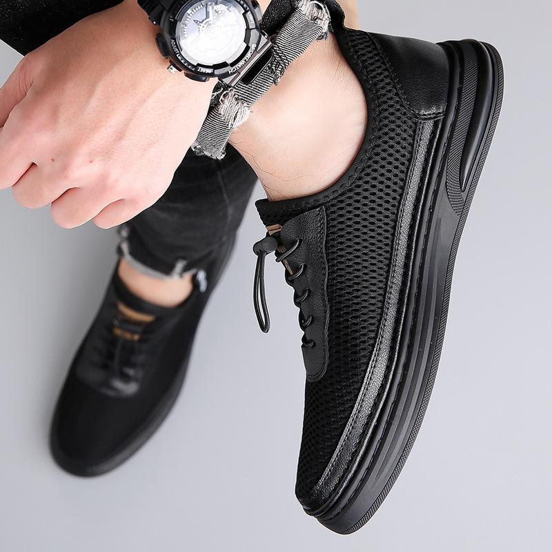 Men'S Shoes Sports And Leisure Hollow Breathable Mesh Shoes Men'S Leather One-Pedal Soft-Soled Hole Sandals