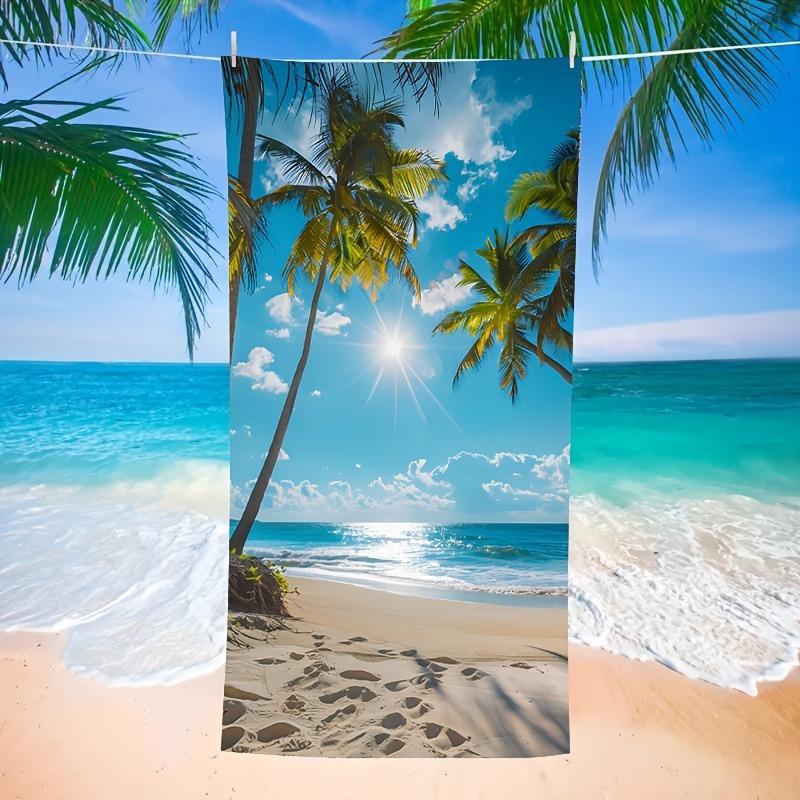 Paraíso playero: Toalla Grande y Elegante con Escena de Palmeras Tropicales Adecuada para toallas, toallas de baño, toallas de playa