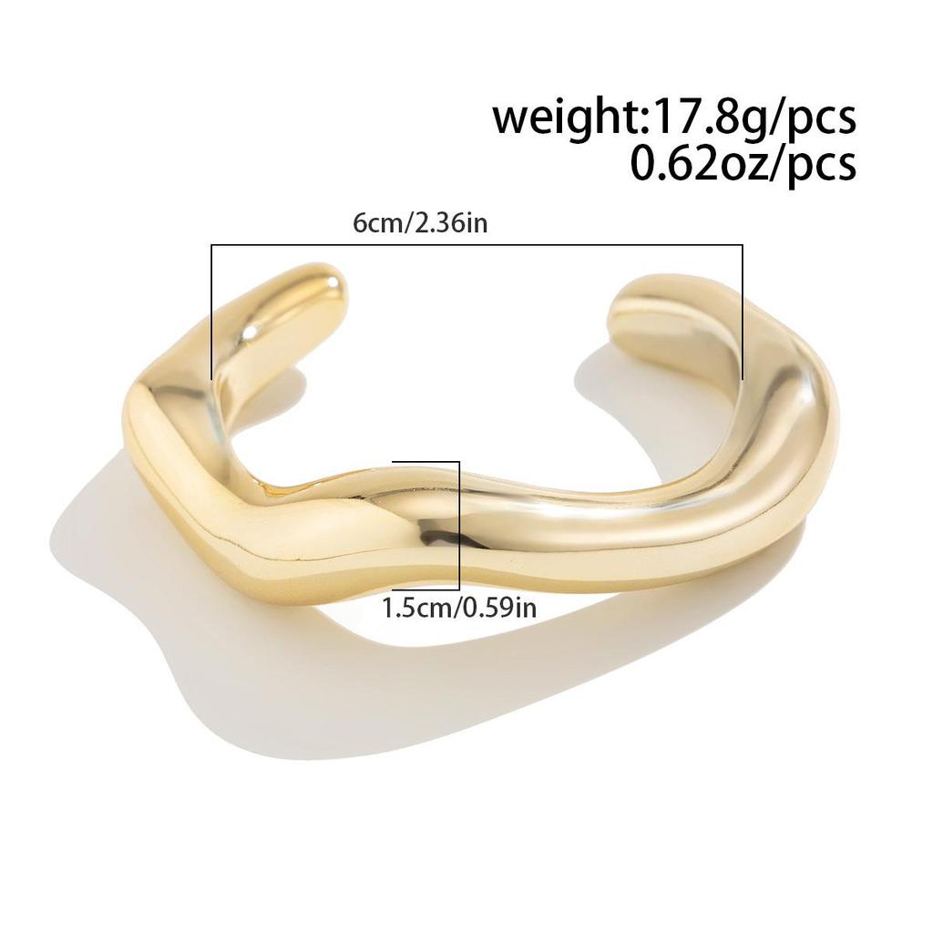 Fashion Irregular Cuff Polished Pleated Bracelet Set Light Luxury Style Commuter Party Forwoman