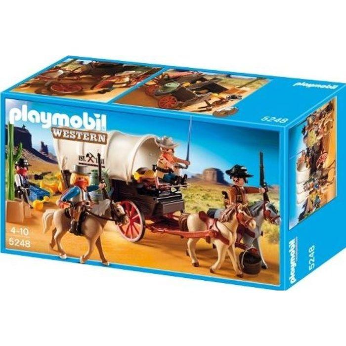 Construction set - playmobil - 5248 - cart with 2 horses - 4 figures - accessories included