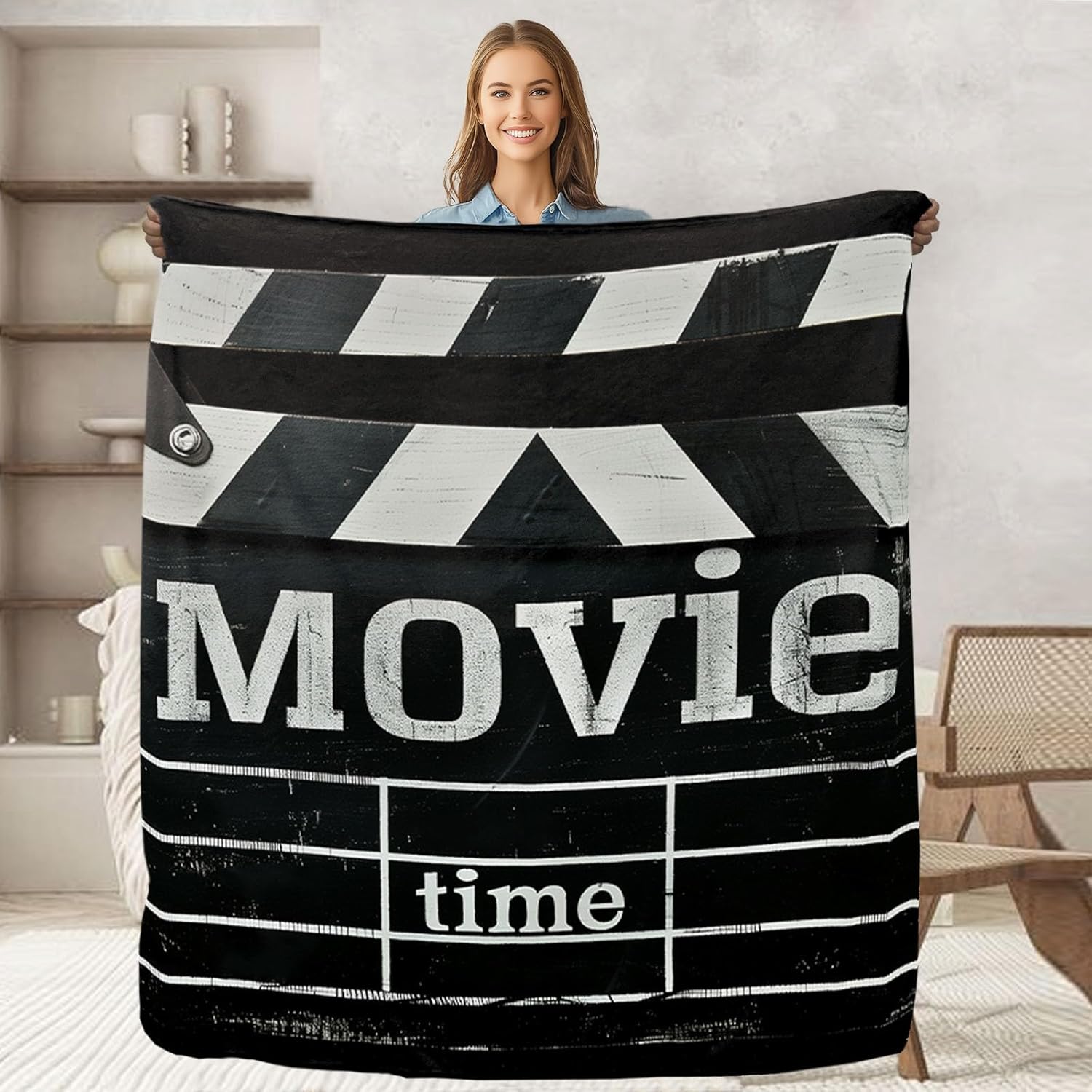 

Movie Night Throw Blanket Soft Flannel for Couch Bed Home Decor for Movie Lovers Adults Kids x Inches 100x150cm