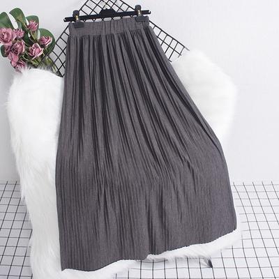 Frühling Sommer Frau Hohe Taille A-linie Casual Lose Rock Mid-länge Rock Weiblichen Falten Rock