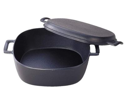 Čierna Vnútorné Rozmery 22 x IH Nanbu Liatinový Riad 21080 Dvojručný Viacúčelový Hrnec, Pečenie, 22cm, Kompatibilný,