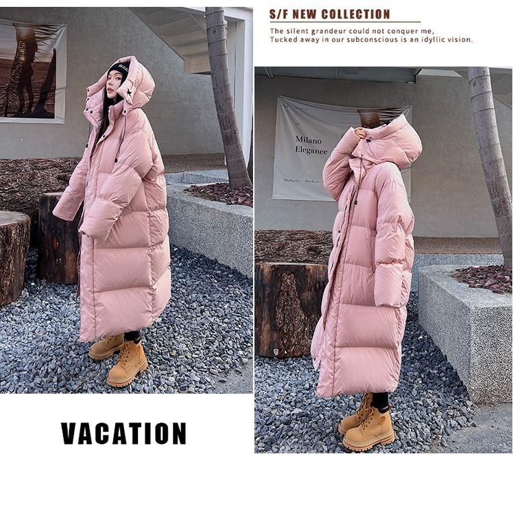 Oversize Cotton Jacket for Women, Long Overknee Length Bread Coat with Thickening