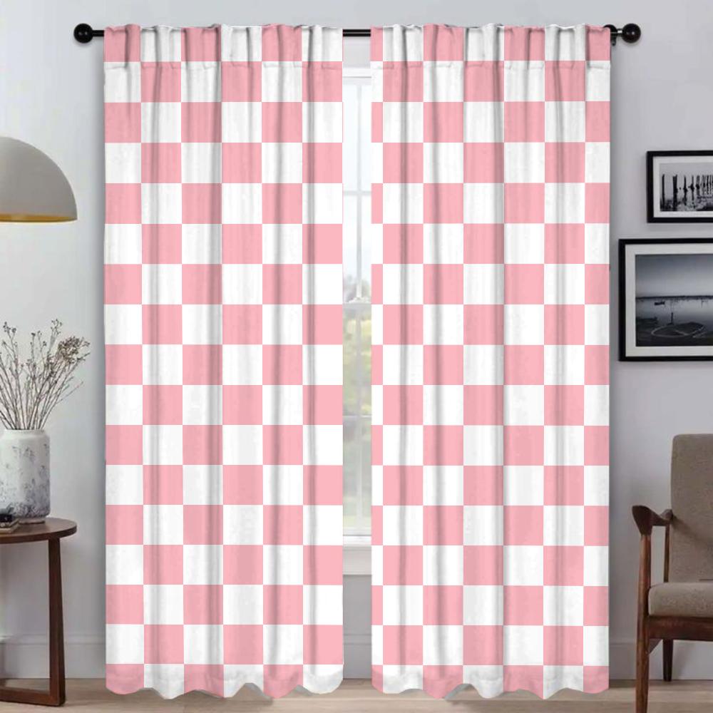 Blackout Curtains 2 Pieces Grid Partition Halloween Decoration Curtains Child Room Window Curtain for Room 2 Panel Living Camera