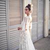 2025 Spring/Summer Deep V Lace Backless Mid-Length Evening Dress for Women