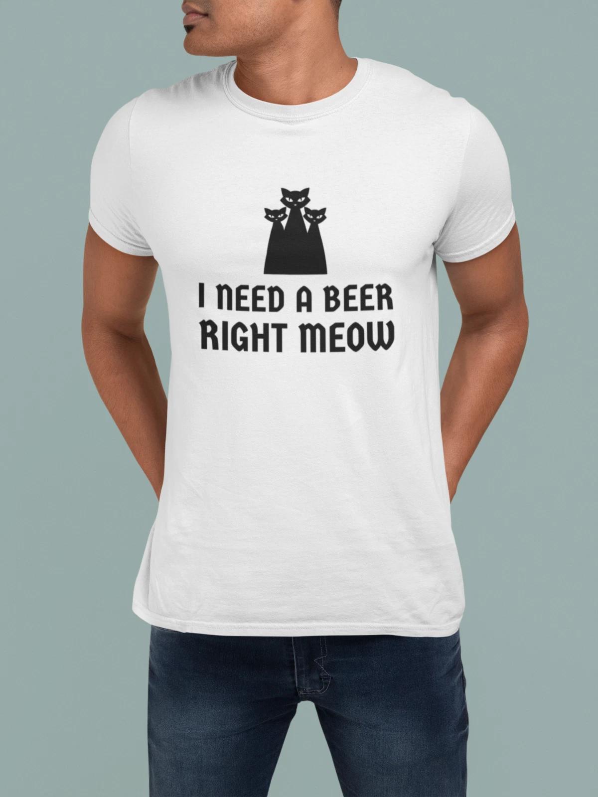 I Need a Beer Right MEOW T Shirt St Patricks Day Funny Drunk Party Drinking Cat L