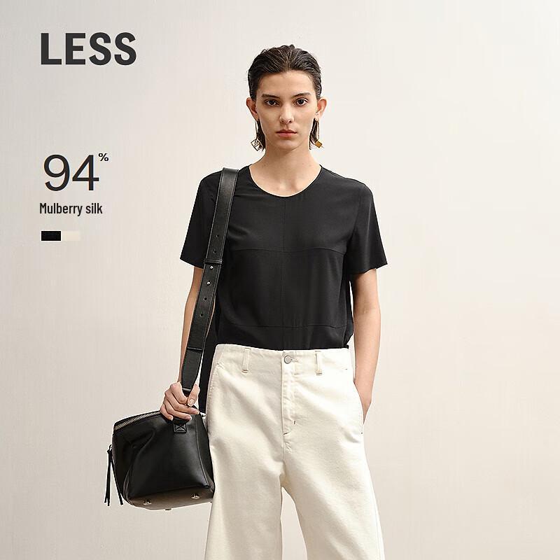 Less 2025 Autumn Silk Blend Round Neck Pullover Shirt