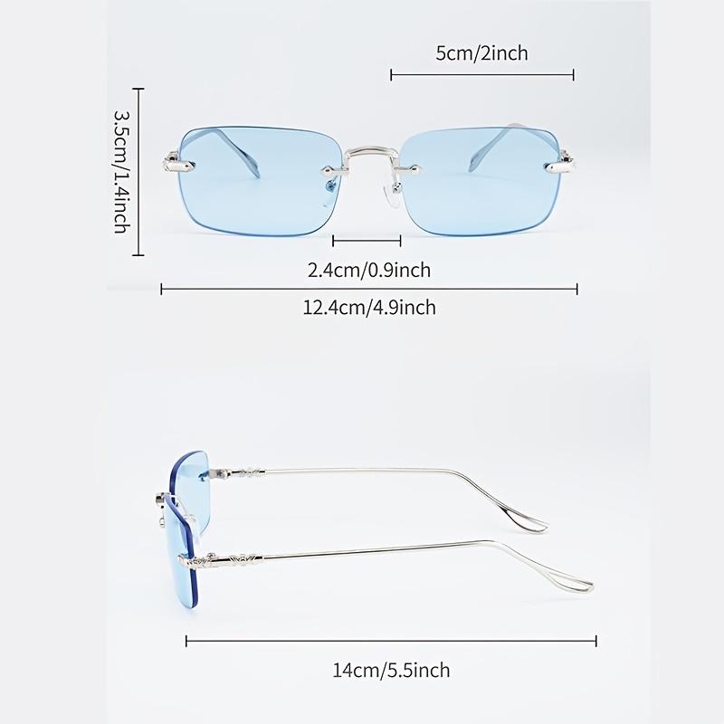 Men's Metal Frameless Sunglasses Square Retro Metal Bracket Small Frame Trimmed Y2K Sunglasses Trendy Street Photography