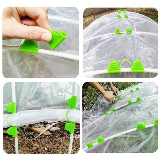 50 Pcs Greenhouse Arch Frame Clips Double Head Plastic Clips Heating Press Film Clamps for Greenhouse Film Arch Tubes