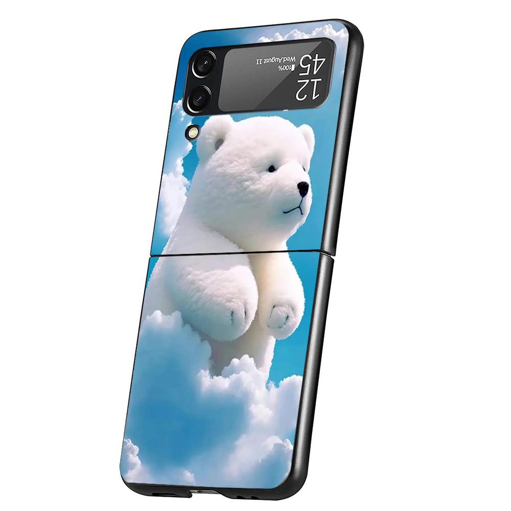 Sunny Clouds Teddy Bear Phone Case For Samsung Galaxy Z Flip 7 6 5 4 3 5G Cover ZFlip7 ZFlip6 ZFlip4 ZFlip5 ZFlip3 Coque Fundas