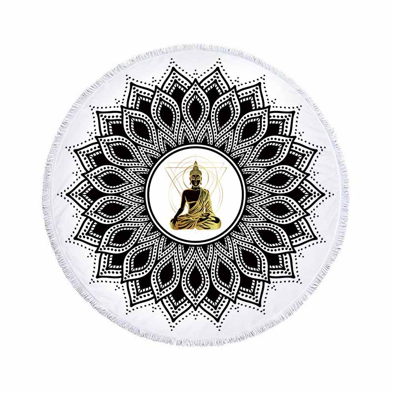Telo Mare Rotondo Bohemien Microfibra Assorbente Sport Spiaggia Mare Tappetino Yoga Con Frange Grande Asciugamano da Bagno Teli da Stendere 150 cm