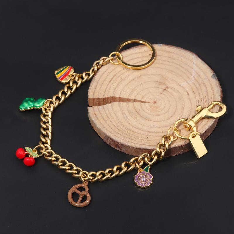 Cute  Bag Keychain Flower Cherries And Cookies Pendant Bag Chain For Women Bag Charm Cute Accessories Jewelry Gifts