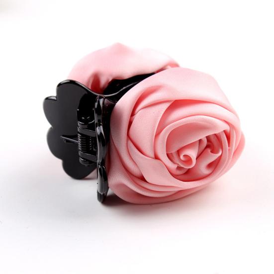Fashion Cloth Rose Flower Hair Claw Clip Clamp Women Ponytail Holder Headwear