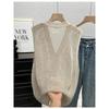 Gilet all'uncinetto con bottoni per donna, scollo a V, senza maniche, traforato, top, outfit estivo Boho Chic Vintage