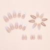 24pcs Manicure Long Almond False Nails Gilded Flower Pearl French Fake Nials Detachable Star Bow Press on Nails Women