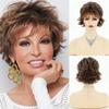 Perucas sintéticas curtas loiras, pretas, castanhas, roxas, onduladas, naturais, com franjas fofas, para mulheres, perucas de fibra resistentes ao calor para uso diário