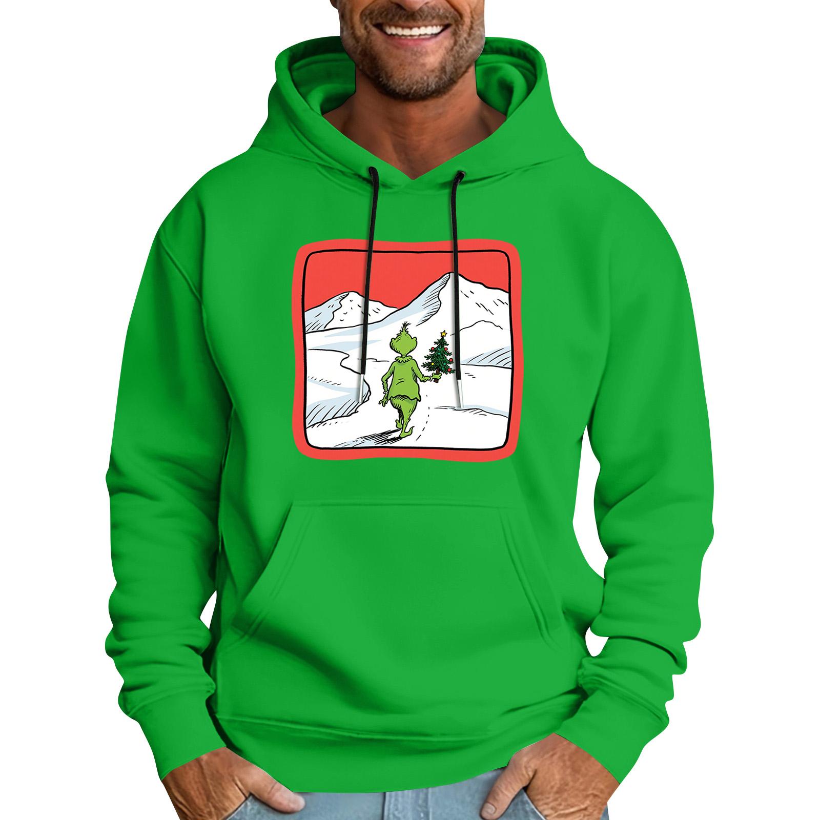 

Мужская повседневная спортивная толстовка с капюшоном и карманом, с рождественским принтом, с длинным рукавом XL