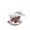New Ice-White Filament Silver Dragon Hovering Sancai Cover Bowl Kung Fu Tea Set Home Office Light Luxury High-End Tea Cup