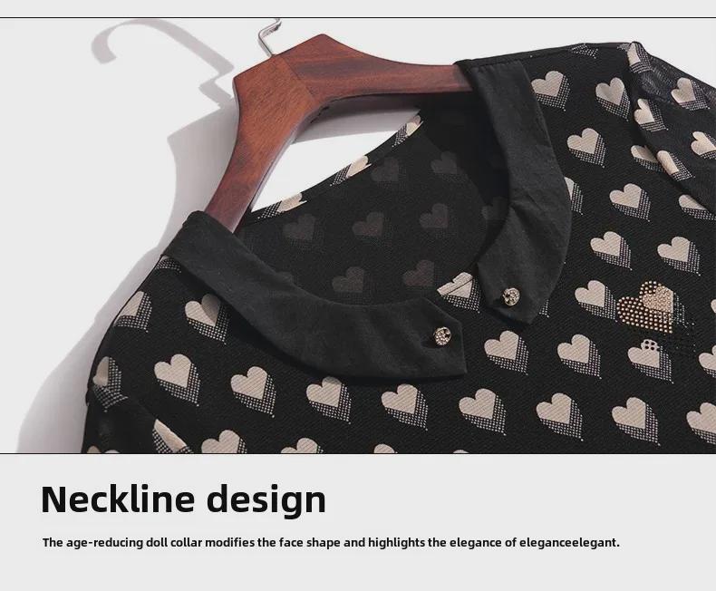 Spring 2023 Printed Collared Tops for Women - Long Sleeve, Plus Size, Middle-Aged Mom's T-Shirts