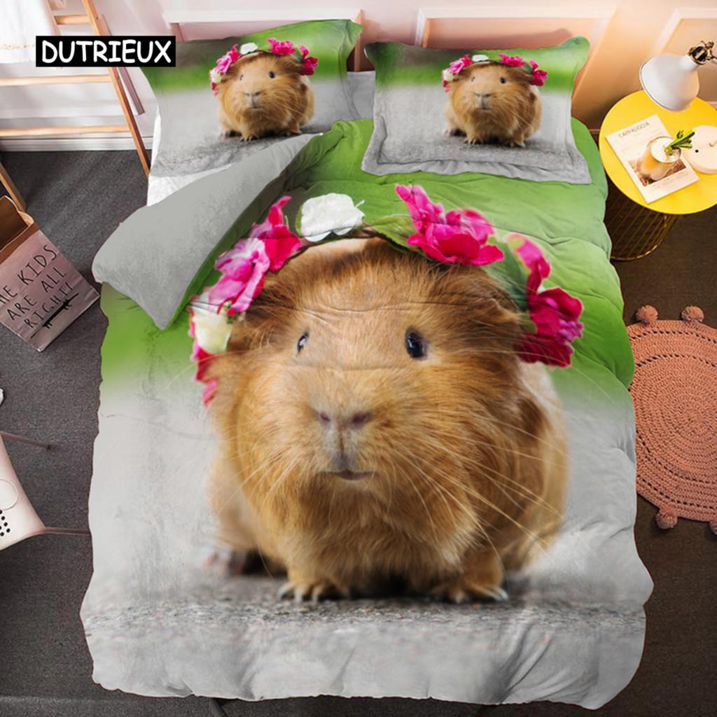 Marsvin Sengesett Søt Mus 3D Dynetrekk Dyredynetrekk for barn Gutter Jenter Tenåringer Mykt Twin polyester dynetrekk