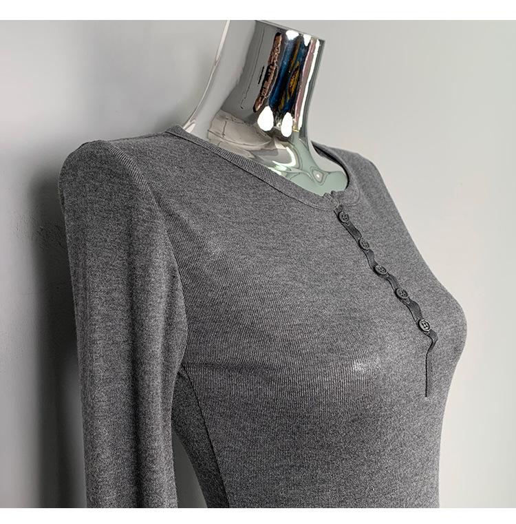 Korean Dongdaemun Sheer Slimming Long Sleeve Top for Women