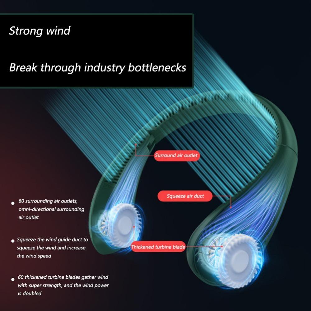 New Neckband Fan Foldable Summer Air Cooling Usb Rechargeable Bladeless Silent Neckband Fan for Sports Running ZH